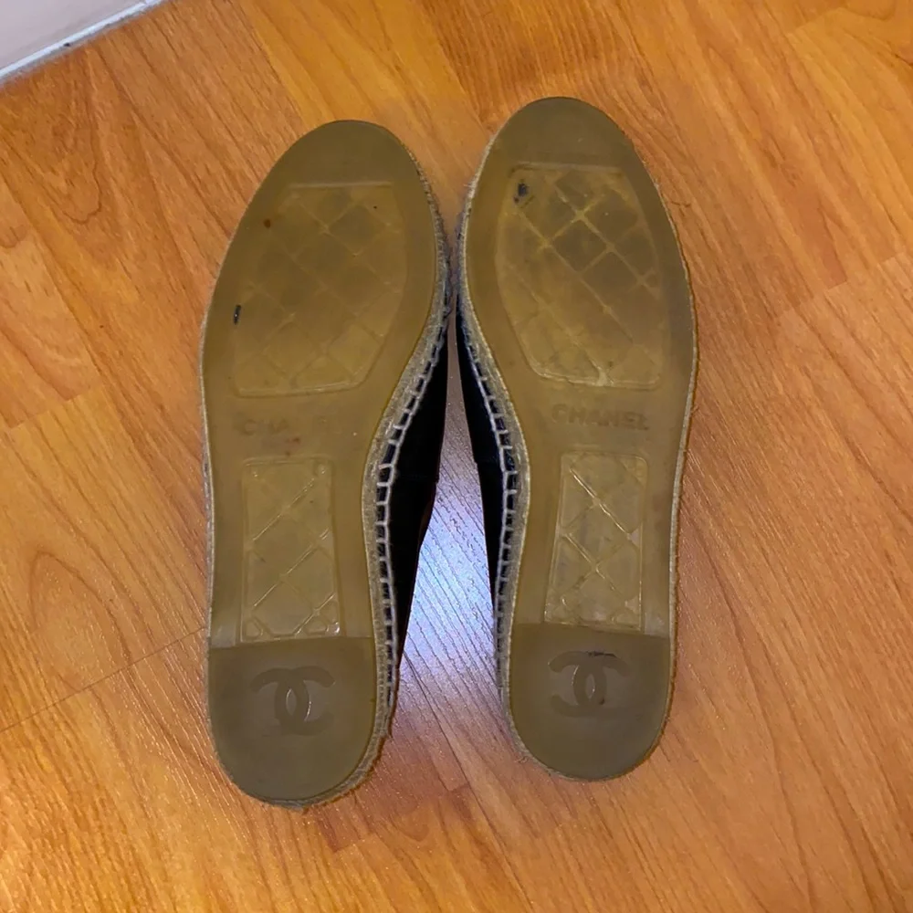 CHANEL Lambskin Espadrilles Black Size 38
